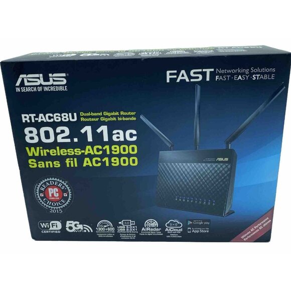 Asus RT-AC68U Dual Band AC1900 Wireless Wi-Fi Gigabit Internet Router With Box - Picture 1 of 13